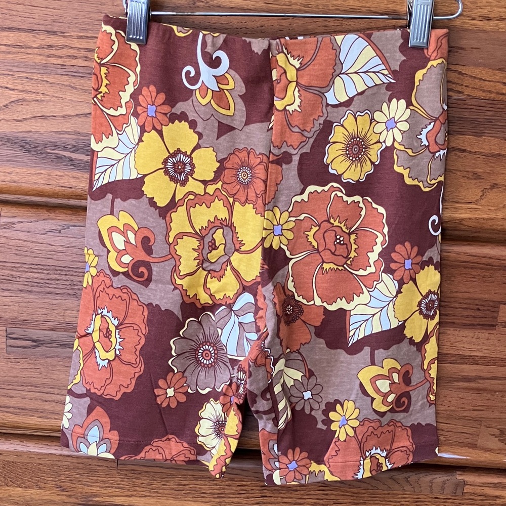 RVCA Women's Floral Bike Shorts - Brown, Yellow, Orange